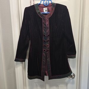 Jeane Marc Vintage Velvet Jacket with Satin Irridescent Trim Size Xs